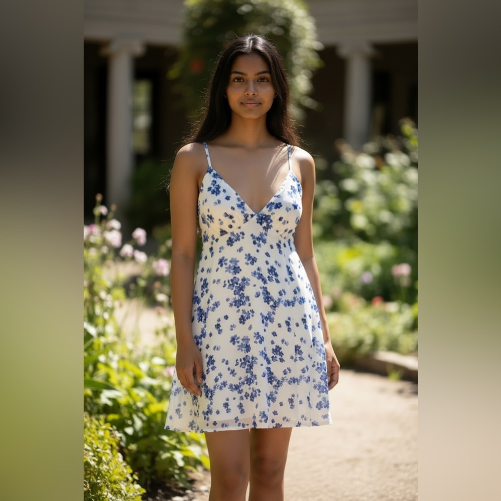 Forever 21 Blue and White Floral Mini Dress